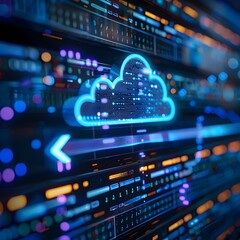 Fototapeta premium Seamless Cloud Visualizing Data Transfer and Computing Transformation