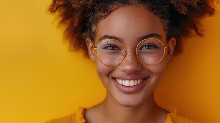 excited african american teen girl in glasses is overjoyed after receiving excellent news biracial female student enjoys accomplishment and personal development .stock photo - Powered by Adobe