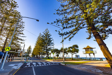 Pedestrian street crossing near the beach at Miami on the Gold Coast
