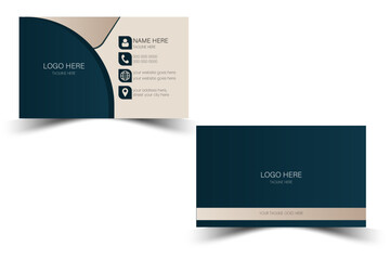 Dark nevy and peach colour with gradient business card design. Modern wavy theme, double sided business card design.
