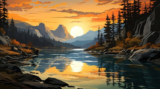 A virtual reality headset immersed in a surreal landscape, transporting users to the cutting edge of immersive technology. Painting Illustration style, Minimal and Simple,