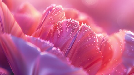 Fototapeta premium Sparkling Elegance: Extreme macro view capturing the shimmering allure of diamond-like sparkles on tulip petals.