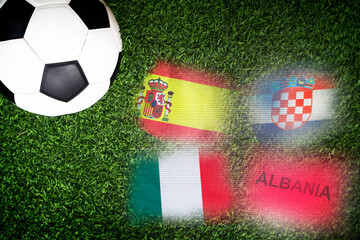 National football flags , European Championship 2024 Stage Group B , Spain Croatia Italy Albania