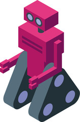 3d isometric illustration of a stylized red robot with articulated limbs, isolated on a white background