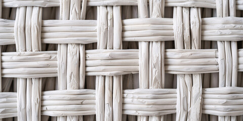 Close up detail of white wicker basket netting