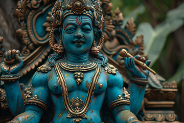Fototapeta premium An intricately detailed statue of an Indian god, showcasing rich cultural heritage and spiritual significance.