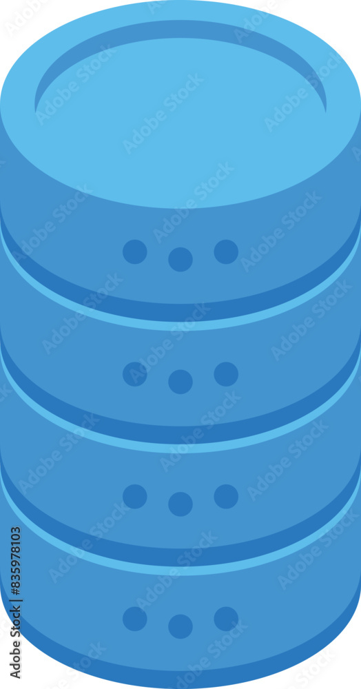 Poster isometric data server icon with technology and networking illustration in vector format. blue flat d