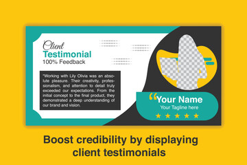 Client testimonial design. Unique and modern formal and futuristic vector client testimonial design template. 