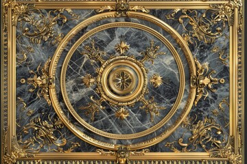Obraz premium Lavish antique baroque, barocco ornate marble ceiling frame non linear reformation design. elaborate ceiling with intricate accents depicting classic elegance and architectural beauty
