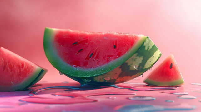 Welttag der Melone 03. August Rosa Hintergrund mit Melone Generative AI