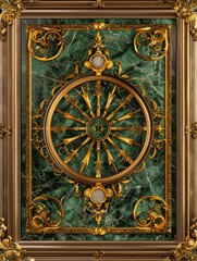 Fototapeta premium Lavish antique baroque, barocco ornate marble ceiling frame non linear reformation design. elaborate ceiling with intricate accents depicting classic elegance and architectural beauty