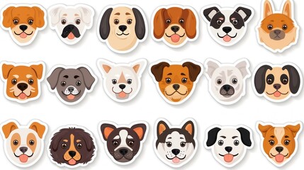 Obraz premium Charming Collection of Cartoon Dog Faces in Colorful, Joyful Expressions, Generative ai