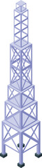 Detailed isometric communication tower illustration with vector technology and modern wireless infrastructure