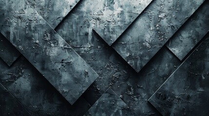Abstract dark metal background with overlapping panels forming a modern geometric pattern and industrial texture