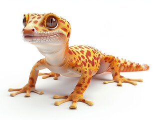 Naklejka premium A cute, cartoon-style leopard gecko with large eyes and a friendly expression.