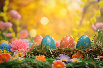 easter eggs in grass