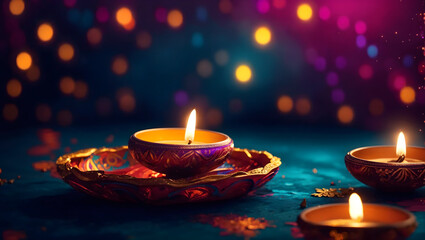 Diwali background design with diya lamp featuring featuring a dynamic mix of textures and hues