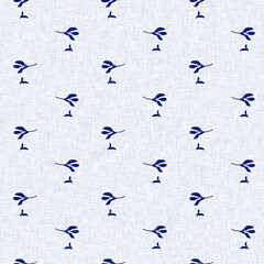 Fototapeta premium Indigo denim blue leaf motif seamless pattern. Japanese dye batik fabric style effect print background swatch. 