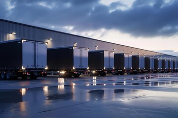 3D rendering of a leading cargo logistics and transportation company, showcasing advanced shipping and delivery systems