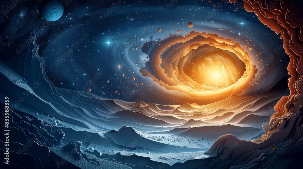 Wall mural a space scene with a large hole in the middle of it