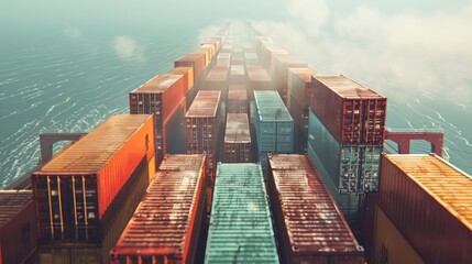 Fototapeta premium An artistic representation of the freight and cargo business concept, highlighting the movement of goods across vast distances