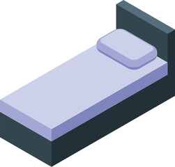 Top view isometric single bed illustration with vector graphic of comfortable and stylish minimalist bedroom interior design in a modern home concept, perfect for web, catalogue, and planning