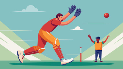 Fototapeta premium A Man Playing Cricket On Pitch 