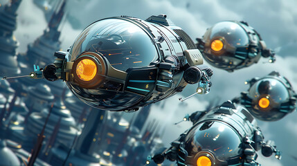 Fototapeta premium Futuristic Spacecraft: Transforming Cargo Transportation Beyond Earth