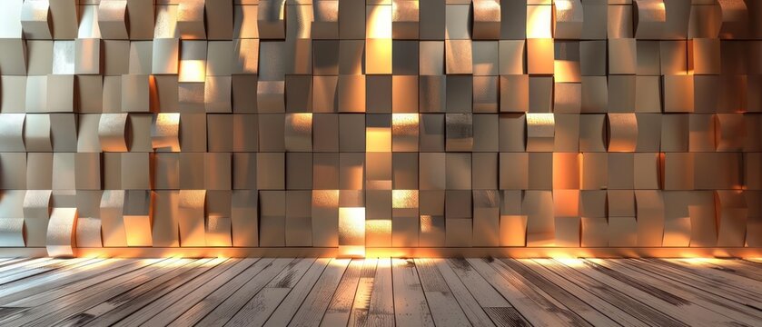 Design a wall texture featuring a 3D parquet tile pattern in a futuristic setting