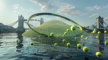 tennis ball on the water