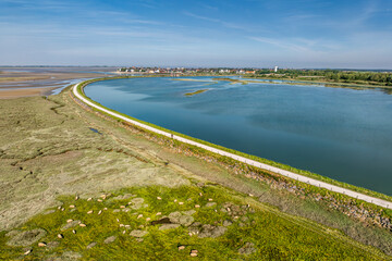 Vue aérienne du Crotoy et des mollières environnantes