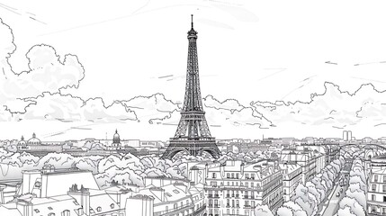 vignetting, city, apartment, development, draw, residential, skyline, skyscraper, business, continuous, isolated, concept, hand, icon, flat, blueprint, district, engineering, estate, panorama, panoram