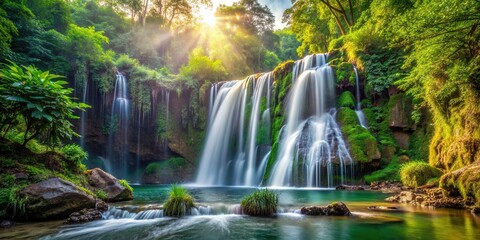 A beautiful scenic waterfall in a lush forest setting, waterfall, nature, scenery, landscape, flowing, serene, cascade, water, rocks, environment, peaceful, tranquil, beauty, outdoor