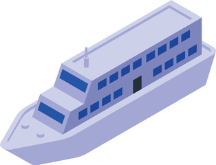 Naklejka premium Isometric vector illustration of a modern cargo ship on a white isolated background, perfect for maritime, freight, and logistics industry infographic design