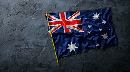 Australia flag on dark grey background