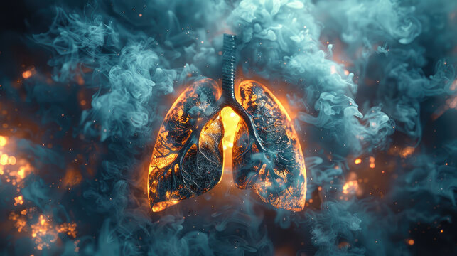 Smoker's Lungs on Fire, The Health Impact of Smoking