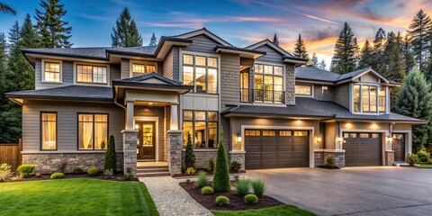 Luxurious new construction home in Bellevue, WA, luxury, modern, architecture, real estate, exterior, design, wealthy, upscale, beautiful, mansion, spacious, contemporary, elegance