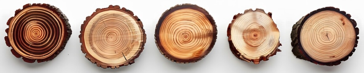 Fototapeta premium Wooden Tree Rings on White Background