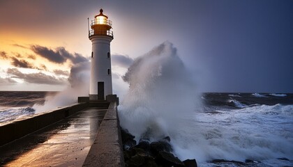 lighthouse at night,Lighthouse in the Mist of a North Sea Storm © Animaflora PicsStock