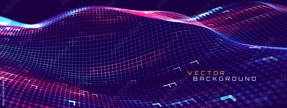 Poster Cyber Big Data Flow Lines. Digital Neural Network. Concept of AI Artificial Intelligence Technology Machine Deep Learning. Digital Communication. Science Technology Presentation Vector. 