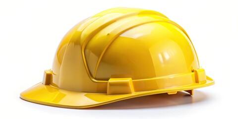 Yellow hard hat on white background, construction, safety, equipment, helmet, protective, gear, work, job, site, yellow, headwear, head protection, industry, hard hat