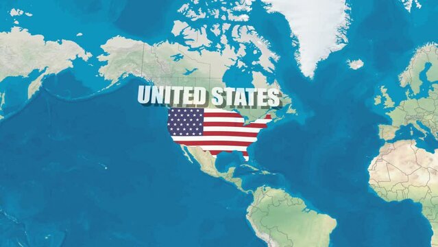 United States of America map Animation World map Realistic With the flag