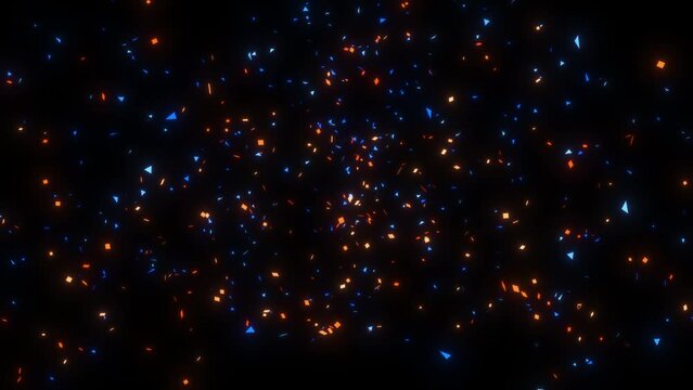 Confetti.Colourful festive animation of confettis shooting out from bottom of screen. Render animation. Confetti party explosion effect- Double burst of festive colourful particles. firecracker effet