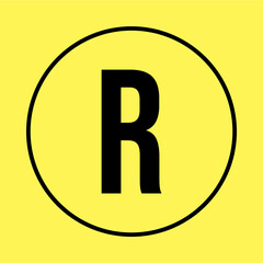 register trademark icon simple, line vector isolated on yellow background. trendy and modern design