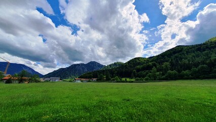 landscape with mountains and blue sky
