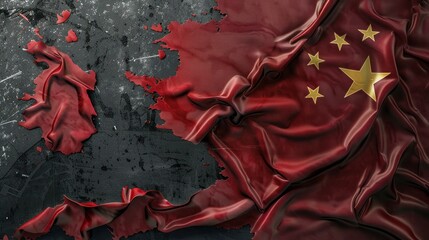 Obraz premium China flag on dark grey background