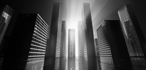 Modern city skyline. Business center with skyscrapers on white background.