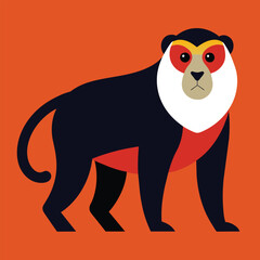 Solid color De Brazza’s Monkey animal vector design