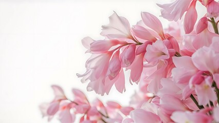 Beautiful pink flowers on a white background