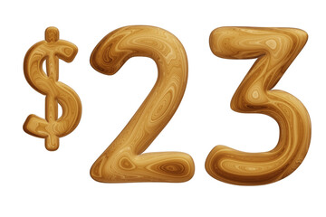 Wooden 23 dollar for price and offer concept